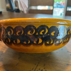 Vtg Mid Century Modern Landert 22 Fondue Pot  Brown Swiss Swirl Design  8.5" EUC